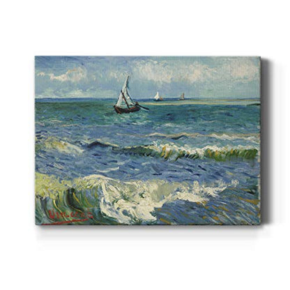 Renditions Gallery Seascape at Saintes-Maries by Vincent Van Gogh Printed, Famous Painting Reproduction, Premium Gallery Wrapped Canvas Print, Ready to Hang, 8 in H x 12 in W, Made in America Art - color: Seascape at Saintes-maries, size: 12"L x 8"W
