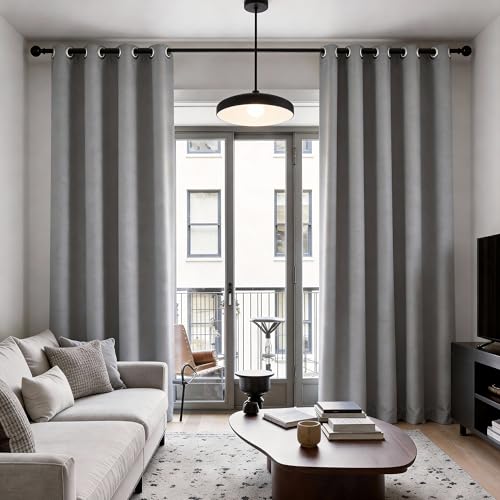 KangBang Gray Blackout Linen Curtains 120 Inches Long 10 FT | Thermal Insulated, Sound Dampening, Lightweight Draperies with Grommet, For Living Room Kitchen, 52x120 Inch, Grey, 2 Panels - color: Grey, size: 52"W x 120"L (Pack of 2)