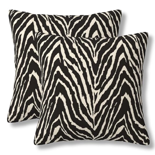 Zebra Throw Pillow Covers Black and White Zebra Seamless Pattern Pillow Cover 18x18 Inch Set of 2 Zebra Skin Pattern Texture Pillowcase Square Cushion Cases for Couch Bed Sofa - color: Black White, size: 18" x 18" (Pack of 2)