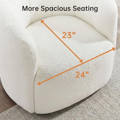 Swivel Accent Chair, No Assembly Required Upholstered Boucle Fabric Barrel Chair for Living Room, Beige - size: swivel chair