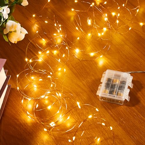 Ariceleo 4 Pack 16.4 Ft. Battery Operated Outdoor String Lights with Remote & Timer, LED Warm White Fairy Lights, Waterproof Twinkle Lights for Bedroom, Dorm, Mason Jar, Wedding, Party, Christmas - color: Warm White, size: 4 Pack-16.4 Ft