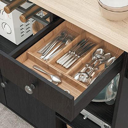 IRONCK Kitchen Island Cart with Wheels for Kitchen and Dining Room | Wine Rack, Drawers, Open Shelves, Storage, Drawer Space - color: Black