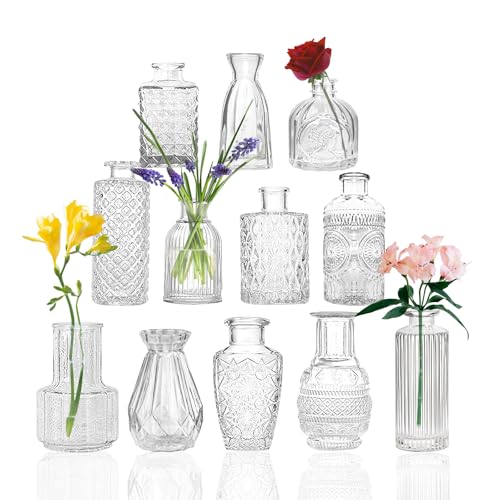 Glass Vase for Home Decor Set of 12,Small Vases in Bulk for Flowers,Mini Vases for Centerpieces,Modern for Floral and Pampas Grass,Boho for Wedding,Party,Table Home Decor - color: Clear-40pcs