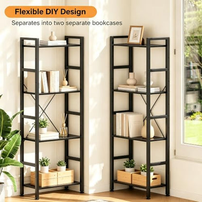 HealSmart Triple Column 4 Tier Bookshelf, Industrial Bookcase with 11 Open Display Adjustable Shelves, Wide Convertible Display Modern Bookshelf for Living Room & Home Office, Black - color: Black, size: 4-Tier＆3-Row