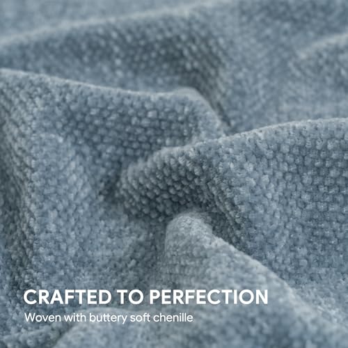 RECYCO Throw Blanket Soft Cozy Chenille Throw Blanket with Fringe Tassel for Couch Sofa Chair Bed Living Room Gift (Dusty Blue, 60'' x 80'') | Super Soft Knit Throw Blanket with Fringe Tassels, Lightweight Knitted Throw, Cozy, Ideal for Sofa Chair Bed Liv