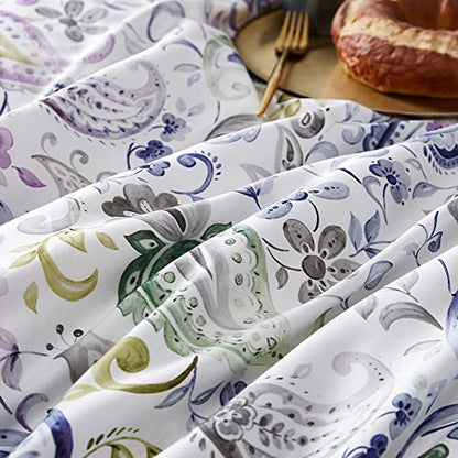 Cupocupa Duvet Cover Set, Queen, Microfiber, White Paisley Pattern, Boho Floral, 3 Pieces - color: White Paisly Pattern, size: Queen