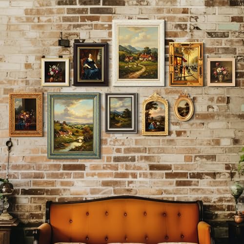 Kathfly 20 Pack Vintage Picture Frames for Wall,Simple Style | Tabletop Display Ornate, French Country Frames, Farmhouse Decor, Antique Wall Frame Set for Gallery Bedroom Living Room Decor - style: Simple Style