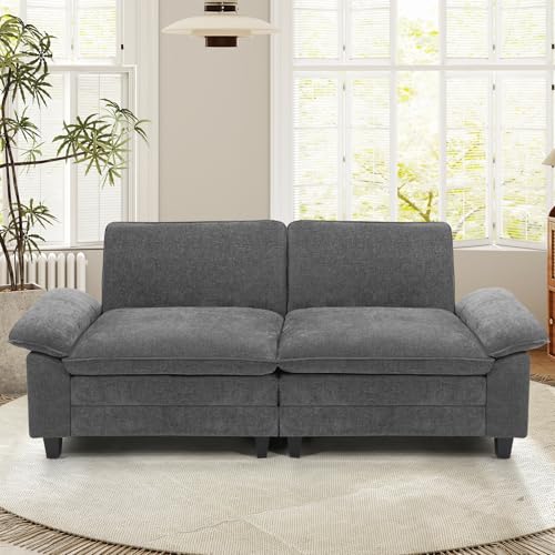 86" Modular Sectional Sofa,Comfy Cloud Couch Sectional Sofa,Loveseat Chenille Sleeper Deep Seat Sofas for Living Room,Bedroom and Apartment,Dark Gary - color: Dark Gray, style: loveseat-chenille