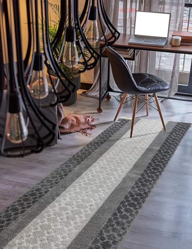 Custom Size Hallway Runner Rug Grey Color 31 inch Wide Select Your Length Non-Slip (Skid Resistance) Rubber Backing 6 feet x 31 inch - color: Chain Grey, size: 2'7" x 6' (Runner)
