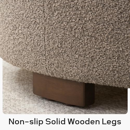 Zihanhome 30 Inch Round Storage Ottoman, Ottoman Coffee Table with Lift Off Lid, Boucle Modern Ottomans with Storage for Living Room, Bedroom, Apartments (Brown) - color: Brown