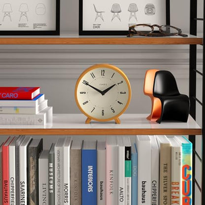 JONES CLOCKS® Venus Desk Clock | Modern Round Design | Mustard Yellow | Stylish Retro Look for Shelf, Table, Mantel or Bedside - color: Mustard Yellow