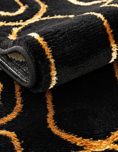 Rugs.com Vogue Geo Collection Rug – 2x3 Black Medium-Pile Rug Perfect for Entryways, Kitchens, Breakfast Nooks, Accent Pieces - color: Black and Gold, size: 2' x 3' Rectangular