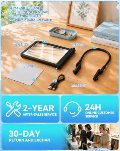 2026 Upgraded 12X Magnifying Glass with Light for Reading | 【Industry-Leading Ultra HD Lens】【Bright LED Full Page Magnifer】【Flex Silicone Neck Protection】Hands Free | Cross Stitch Craft