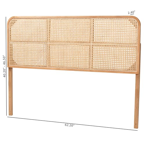Bali & pari Lainer Modern Bohemian Natural Finished Bayur Wood and Natural Bamboo Queen Size Headboard