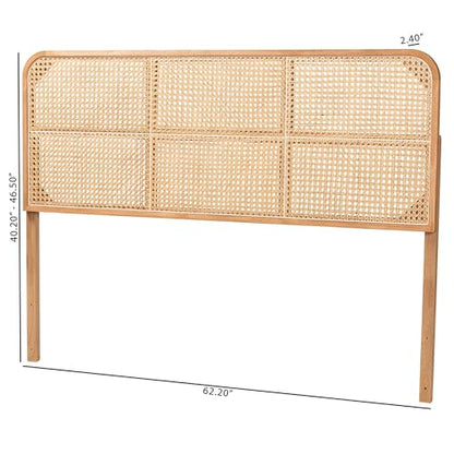 Bali & pari Lainer Modern Bohemian Natural Finished Bayur Wood and Natural Bamboo Queen Size Headboard