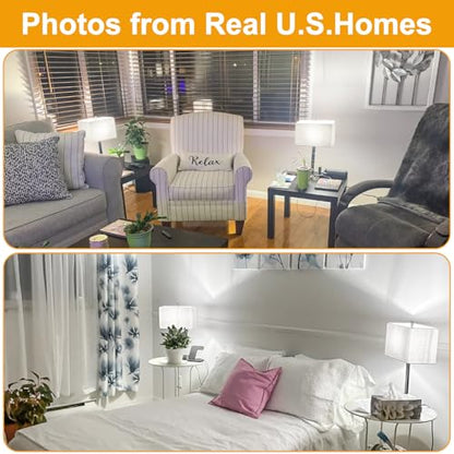 21" Touch Bedside lamps with 2 USB & AC Outlets, 3-Way Dimmable Bedside Table Lamps Set of 2 for Bedroom Living Room Office Reading, Gray Shade Lamps for Night Stands, 5000K LED Bulbs Included - color: (2 Pack)Gray Linen & Matte Black(Base)-5000K Bulbs In
