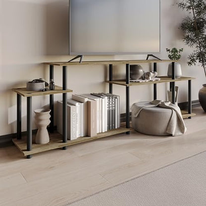Simple 3-Tier TV Stand with Open Storage Shelves, for TVs up to 50", Natural Oak - color: Natural Oak