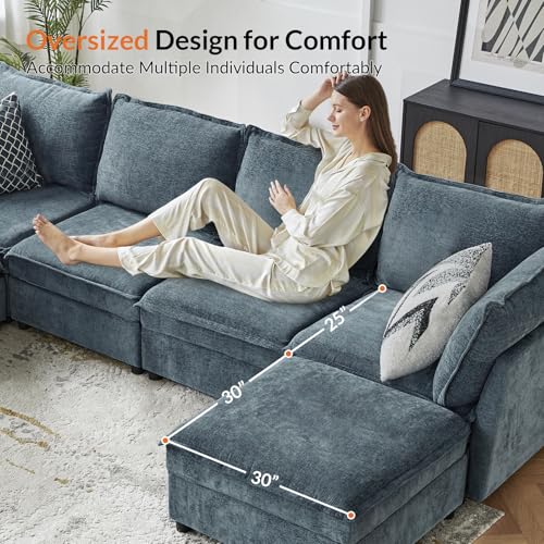 HULALA HOME Seat Cushion Cover for Sectional Sofa Couch, Blue（Cushion is not Included） - color: Blue, size: Seat Cushion Cover
