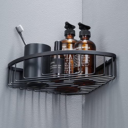 Bathroom Corner Shower Caddy Organizer, Corner-Hollow Design, SUS304 Stainless Steel Heavy Duty Rust-Proof Bathroom Shelf Organizer Holder, Wall Mounted Storage Rack, Matte Black - color: 02#Black, size: Hollow Angle
