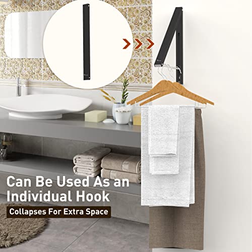 Laundry Room Wall Mounted Drying Rack Clothes Hanger Folding Wall Coat Racks Aluminum Home Storage Organiser Space Savers Black - color: Black 2