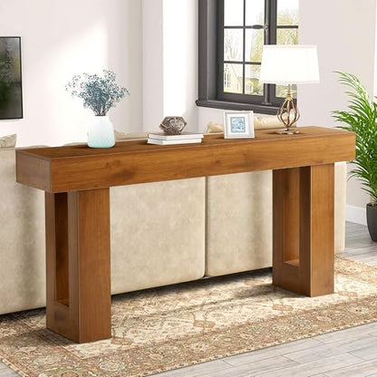 Grepatio Long Console Table for Entryway, 63 Inch Wood Entryway Table Rustic, Narrow Sofa Behind Couch Table, Farmhouse Entry Tables for Entrance, Hallway, Living Room (Brown) - color: Brown