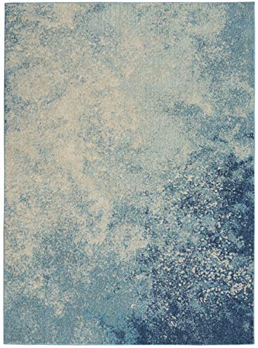 Nourison Home Passion Navy/Light Blue 3'9'' x 5'9'' Area-Rug, Modern, Abstract, Easy-Cleaning, Non Shedding, Bed Room, Living Room, Dining Room, Kitchen, (4' x 6') - color: Navy Light Blue, size: 3'9" x 5'9" (Rectangular)