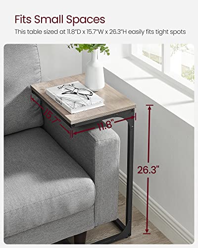 VASAGLE C-Shaped End Table, Side Table for Sofa with Metal Frame | Couch Table, Small TV Tray Table for Living Room, Bedroom, Greige and Black, Barnet Collection ULET353B02 - color: Greige + Black