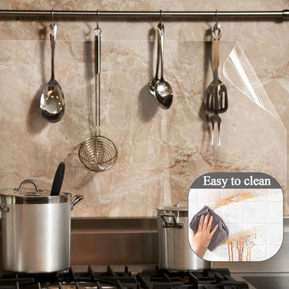 Clear Contact Paper Oil Proof Waterproof Wallpaper for Kitchen Backsplash | Self Adhesive Vinyl Film High Temperature Resistant Transparent Removable Paper for Cupboard Door Wall Kitchen 23.6In*196In - size: 23.6"W x 196"L