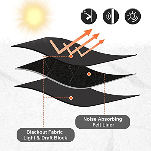 RYB HOME Soundproof Curtains 63 inches, 3 Layers 100% Blackout Curtains | Noise Reducing, Thermal Insulated, With Detachable Felt Liner, For Nursery Bedroom Kids Room, W42 x L63, Black, 2 Panels - color: Black, size: 42"W x 63"L (Pack of 2)