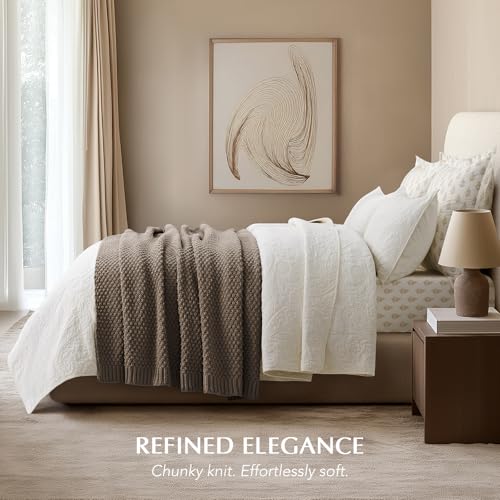 EVERGRACEHOME Chunky Chenille Knit Throw Blanket, 60 x 80, Mocha Brown | Sculpted Moss Stitch, Chic Modern Farmhouse, All-Season Warmth, OEKO-TEX® Certified, Elegant Blanket for Couch, Bed, Sofa - color: Mocha Brown, size: 60" X 80"