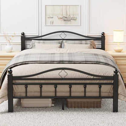 Metal Full Size Bed Frames with Headboard | 1500LBS Heavy Duty, Noise Free Design, 12 Inch Under-Bed Storage Space, No Box Spring Needed, Tool-Free Assembly - size: Full