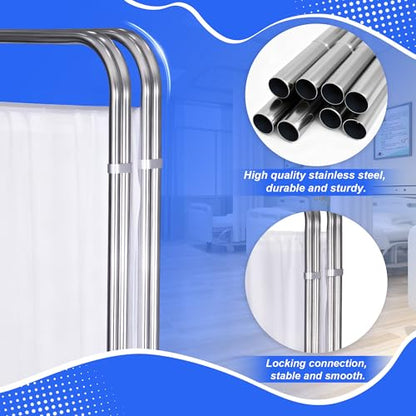 Movable Medical Privacy Screen with Wheels 71x79 inch Portable 4-Panel Medical Room Divider Stainless Steel Contruction Folding Medical Privacy Screens for Hospital Nursing Privacy Screen
