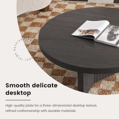 Guyii Grey Round Coffee Table, Modern Tea Table, 31.49" Center Table, Living Room Centerpiece for Home, Apartment & Office, Easy Assembly