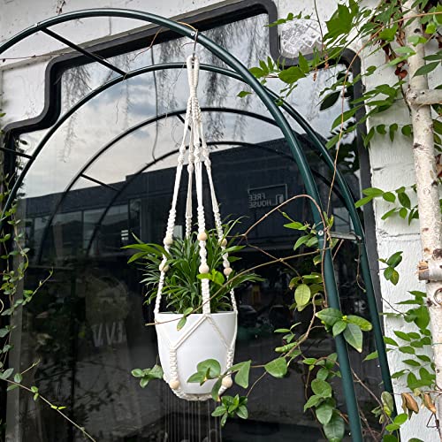 RIFNY Macrame Plant Hanger for 5 to 10 Inch Plant Pots, 35 Inch Indoor Handmade Woven Rope Hanger Kits with Hooks and Wood Beads, Hanging Planter Basket Holder for Boho Home Decor (White, 3 Pack) | 35 Inch Hanging Planter with Hooks, Fits 5-10" Pots, Suit