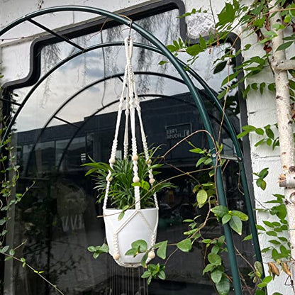 RIFNY Macrame Plant Hanger for 5 to 10 Inch Plant Pots, 35 Inch Indoor Handmade Woven Rope Hanger Kits with Hooks and Wood Beads, Hanging Planter Basket Holder for Boho Home Decor (White, 3 Pack) | 35 Inch Hanging Planter with Hooks, Fits 5-10" Pots, Suit