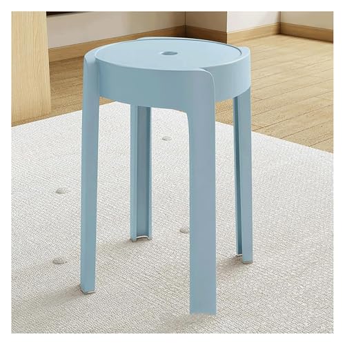 Lightweight Dining Chairs Round Stackable Stools ABS Dining Room Chairs Portable Diner Chair Backless Nesting Stack Stools 4 Pack(Light Blue) - color: Light Blue