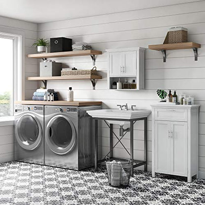 RiverRidge Somerset Two-Door Bathroom Wall Mount Medicine Cabinet, White | Open Display Shelf, Adjustable Interior Shelf, Two-Tone Handles, Space-Saving, Laundry Storage - color: White
