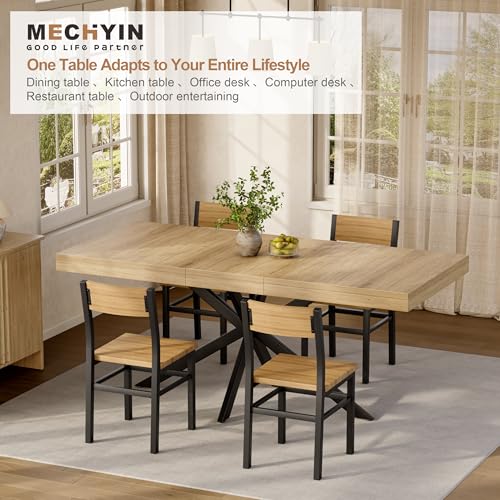 Extendable Dining Room Table for 4 6 8,55"-70" Kitchen Table Leaf,Oak | Expandable Rectangle Dining Table,Wood Dining Table w/ Hidden Leaf & Storage, Space Saving, Kitchen Dining Living Room,Modern - color: Removable Leaf 55"-71" Oak