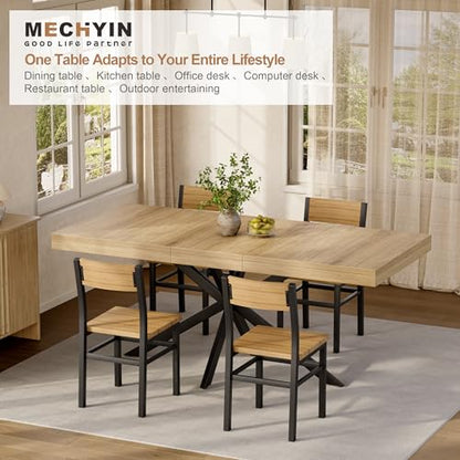 Extendable Dining Room Table for 4 6 8,55"-70" Kitchen Table Leaf,Oak | Expandable Rectangle Dining Table,Wood Dining Table w/ Hidden Leaf & Storage, Space Saving, Kitchen Dining Living Room,Modern - color: Removable Leaf 55"-71" Oak