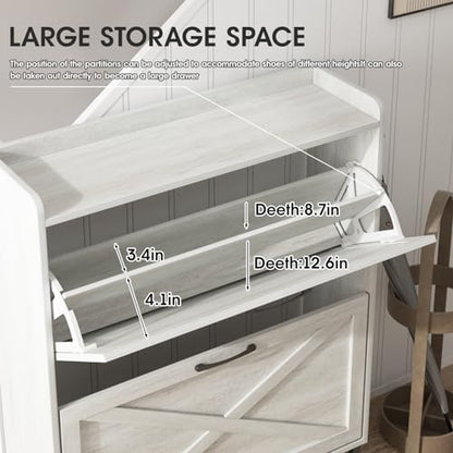 Maupvit Shoe Storage Cabinet with 2 Flip Drawers, Freestanding Organizer with Metal Legs for Entryway, Narrow Shoe Rack Cabinet, Beige - color: Beige, style: 2-Drawers