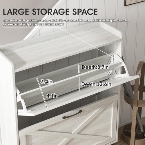Maupvit Shoe Storage Cabinet with 2 Flip Drawers, Freestanding Organizer with Metal Legs for Entryway, Narrow Shoe Rack Cabinet, Beige - color: Beige, style: 2-Drawers