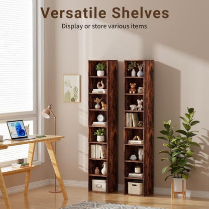 8 Cube Retro Brown Book Shelf, Tall Bookcase for Bedroom Home Office - color: Retro Brown, size: 8 Cube