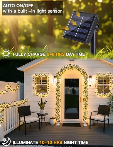Solar Ivy String Lights, 33Ft 100 LED Vines with Lights Warm White - color: Ivy, size: 33Ft*1pack
