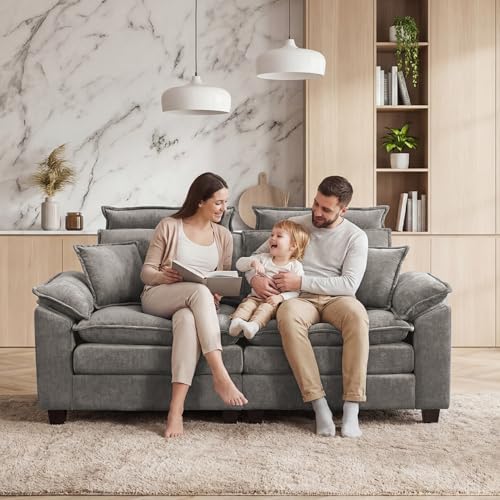 72'' Cloud Deep Seat Loveseat, Modular 2 Seater Sectional Couch with Detachable Headrest, Modern Love Seat Sofas for Living Room, Apartment, Light Grey - color: Light Grey, size: Loveseat