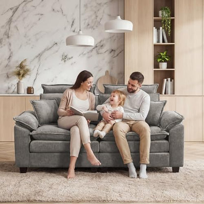 72'' Cloud Deep Seat Loveseat, Modular 2 Seater Sectional Couch with Detachable Headrest, Modern Love Seat Sofas for Living Room, Apartment, Light Grey - color: Light Grey, size: Loveseat