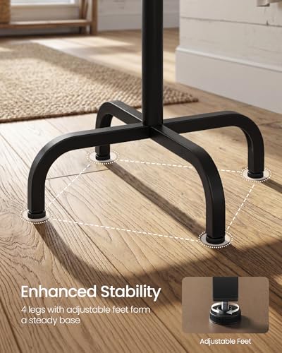SONGMICS Coat Rack Freestanding with 16 Hooks, Metal Coat Tree Stand with 4 Adjustable Feet, Clothes Hanger Stand for Entryway Bedroom Living Room Hallway Office, Ink Black URCR083BH01S - color: Black, style: 16 hooks
