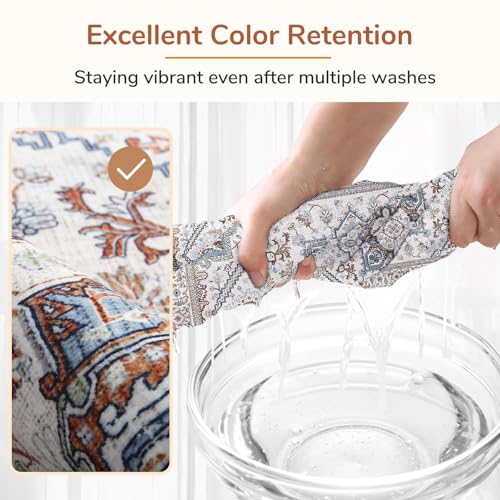 OPPODREAM Soft Area Rugs 4', Persian-Inspired Washable Rug, Cream White & Blue - color: Cream White & Blue, size: 4' (Round)