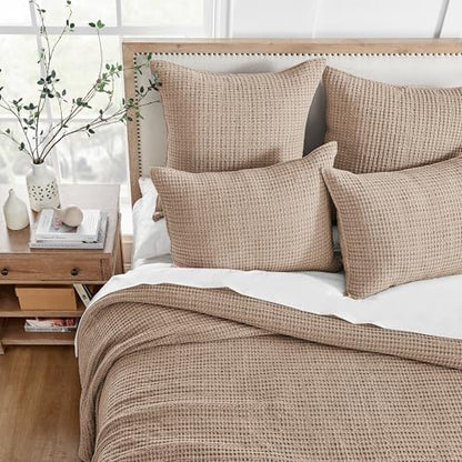 Levtex Home Mills Waffle Twin Bedspread Set (84x104in) with 1 Pillow Sham (26x20in) - Blush - Cotton Waffle Twin Size Bedspread Set - Lightweight, Soft, Pre-Washed - color: Blush, size: Twin Bedspread