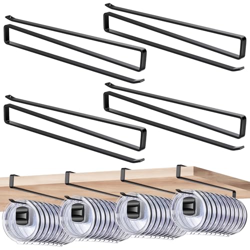4 Pack Tumbler Lid Organizer,Flat Wire Cup Lid Storage Rack, Black | Carbon steel, slide-on design, fits 0.39 in or wider drink openings and shelves up to 0.90 in, no drilling or adhesive - color: 4 Pack, size: Black