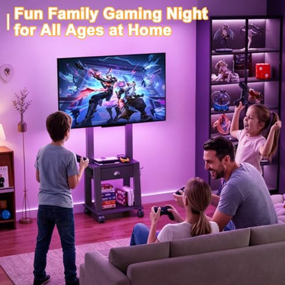 Rolling TV Stand with Storage for 23-60 Inch TVs up to 88 lbs, Height Adjustable Tilt Mobile TV Mount Cart with Drawer & 2 Shelves, Space-Saving Corner Design for Bedroom Living Room, VESA 400x400mm - size: 1 Drawers